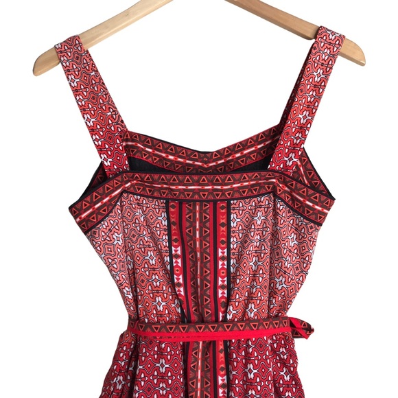 Tribal Orange/Red/Black Geometric Pocket SunDress by White House Black Market - Picture 2 of 8